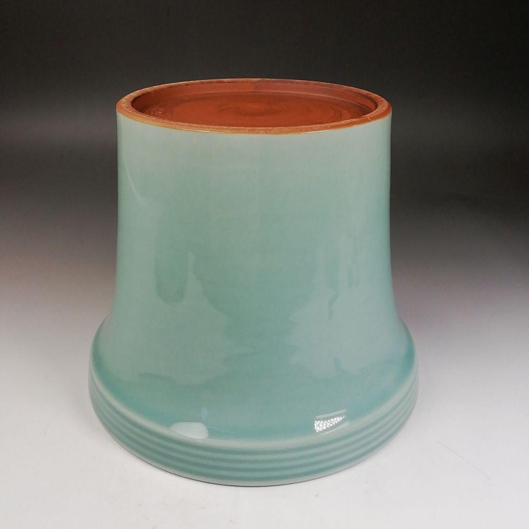 Ｗ１１８　水指　『青磁　末広』『藤山 造』　共箱　茶道具