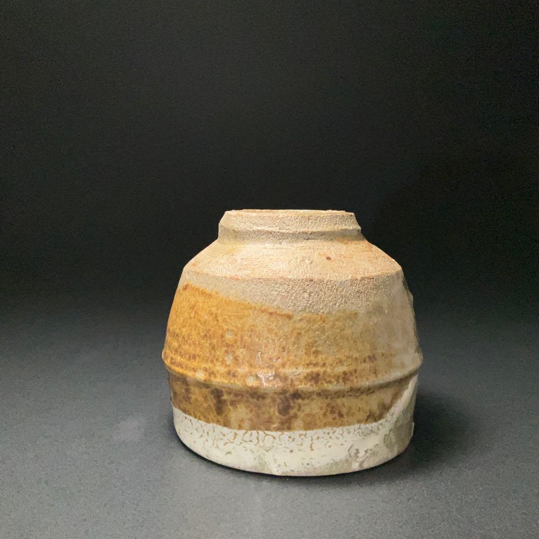 浜田庄司　灰釉縁白胴紐茶碗　人間国宝　晋作織箱　R1314ダT