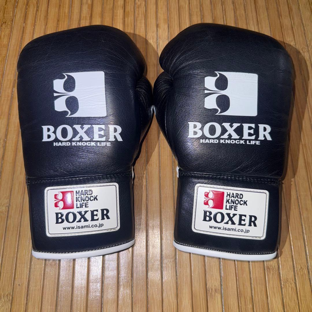 ISAMI BOXER 試合用 ボクシンググローブ 10oz 紐式　黒