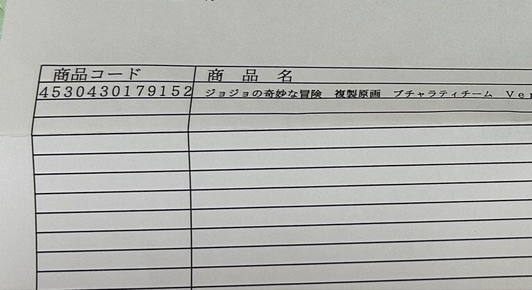 ジョジョの奇妙な冒険 複製原画 ブチャラティチーム はやぶさ