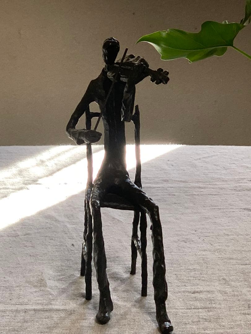 室内楽の情景 ヴァイオリン奏者 オブジェ　重厚 置物　ヴィンテージ