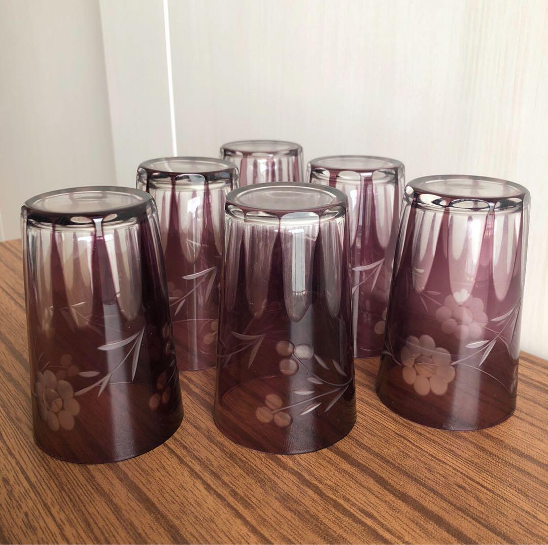 ＊当時物 大正浪漫 モダン切子 アールデコグラス６個セット