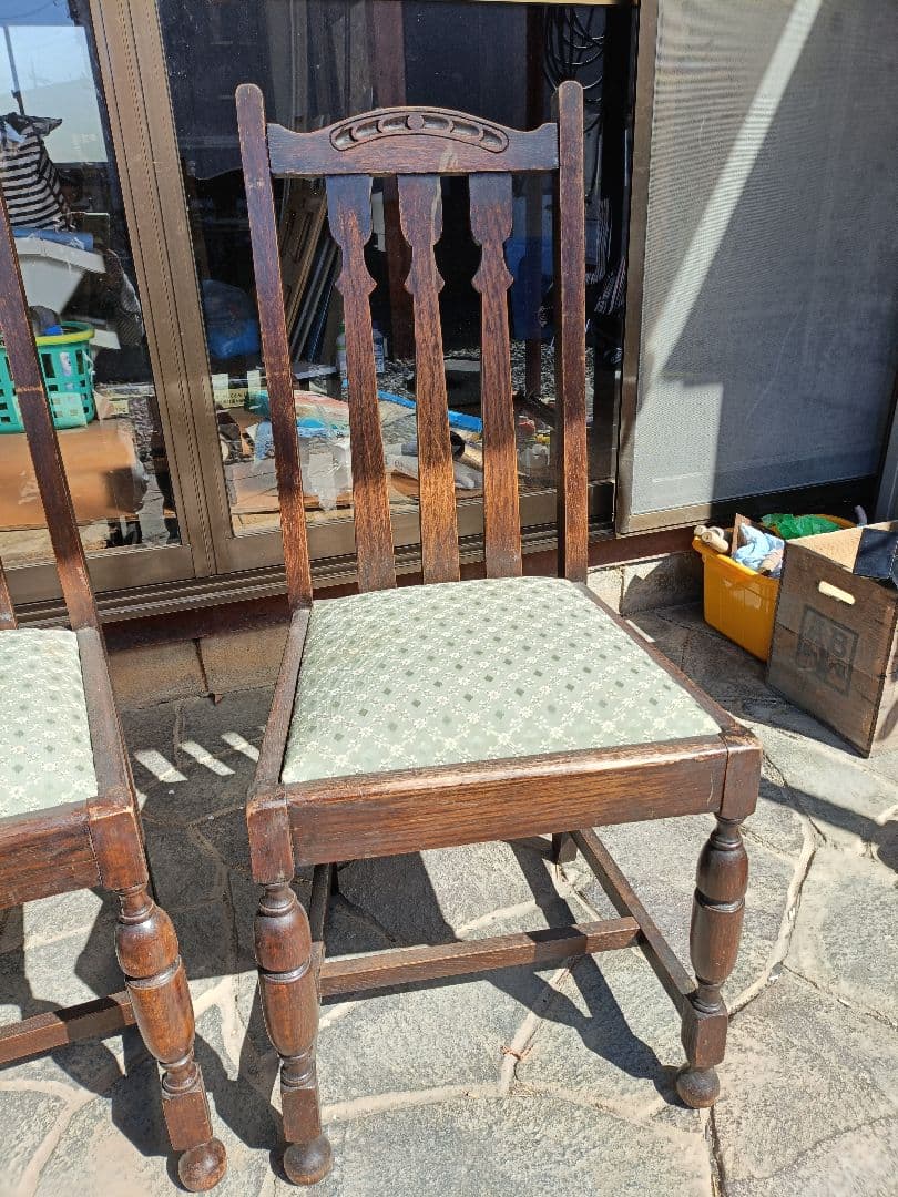 キ*ル様 アンティークチェア イギリス系 木製スラットバック椅子3脚セット