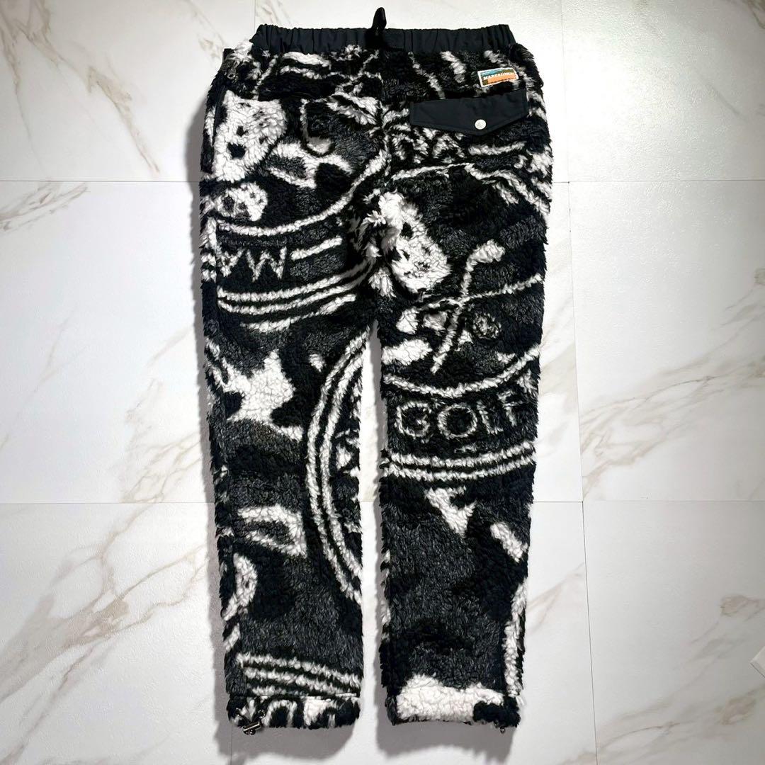 MARK&LONA ボアパンツ 黒×白 総柄 スカル メンズ 44 ゴルフウェア