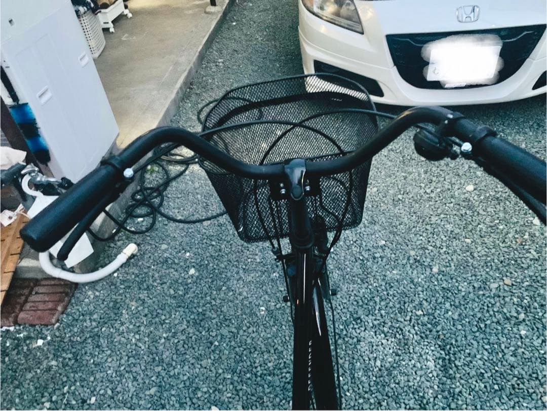 黒色 シティサイクル 26インチ 前バスケット付き