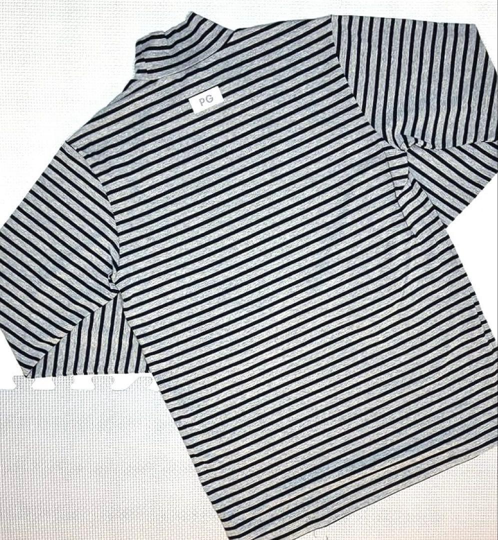 PEARLY GATES ベア天竺 ハイネックカットソー（GRAYボーダー／4）