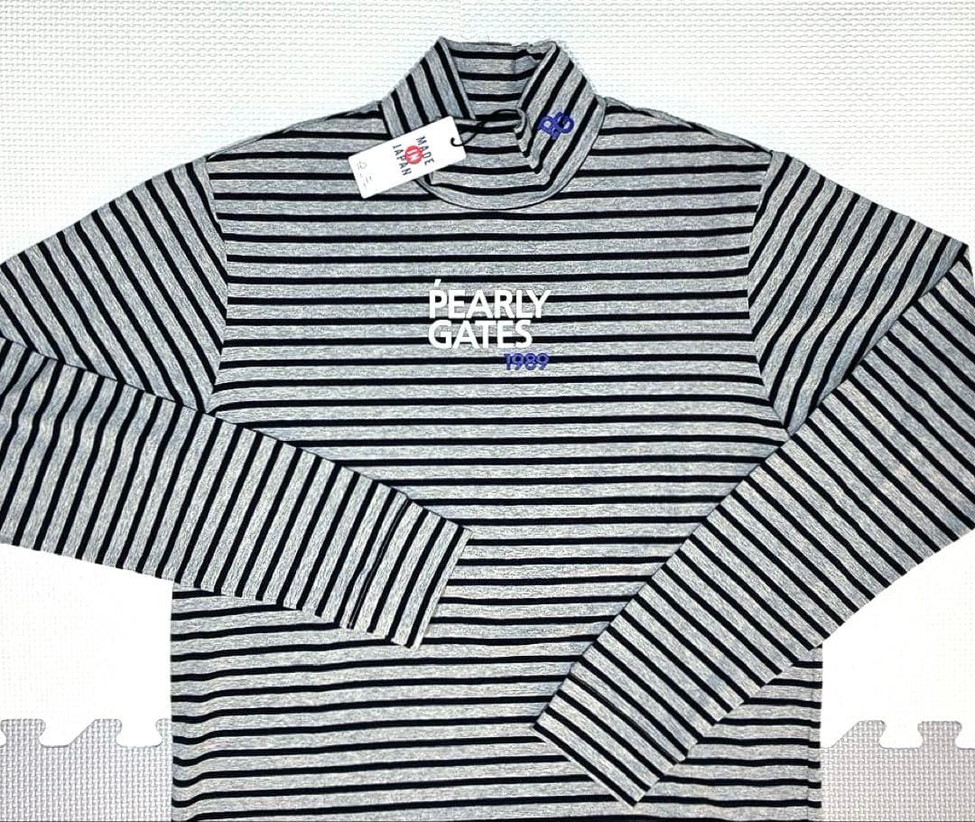 PEARLY GATES ベア天竺 ハイネックカットソー（GRAYボーダー／4）