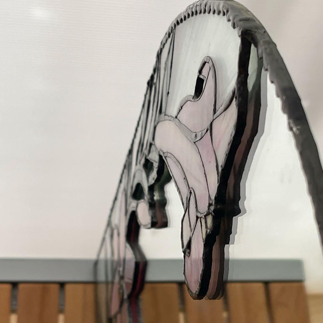 ステンドグラス　鏡　ミラー　百合