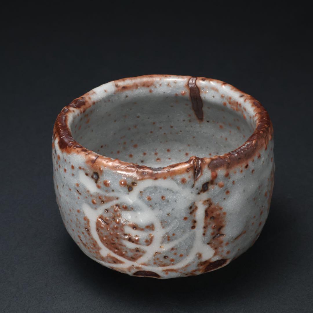 【最終価格】抹茶碗　鼠志野亀の絵　月形那比古　夏至亀　共箱　R1424お14