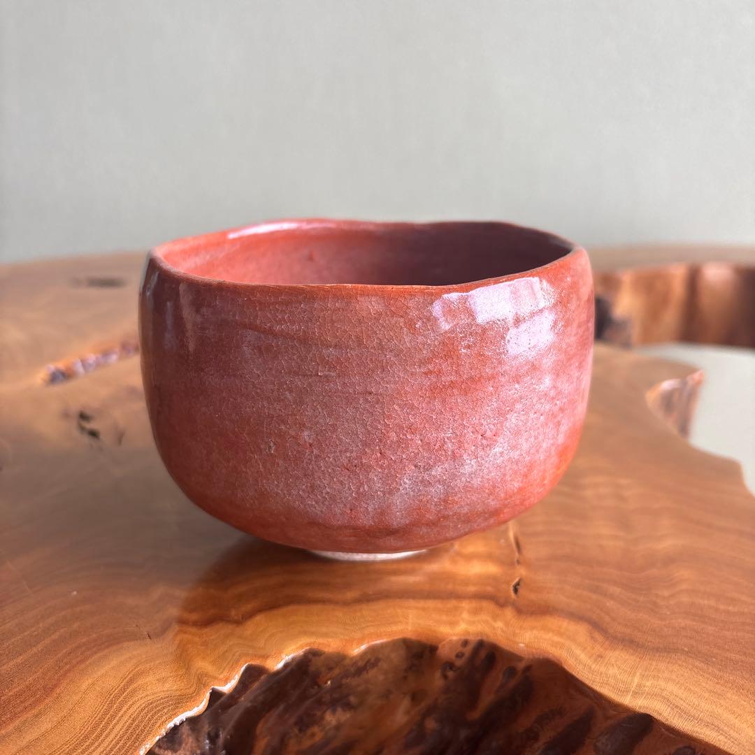 平安 井上春峰 楽焼 赤楽茶碗 抹茶碗 茶道具 共箱(13)