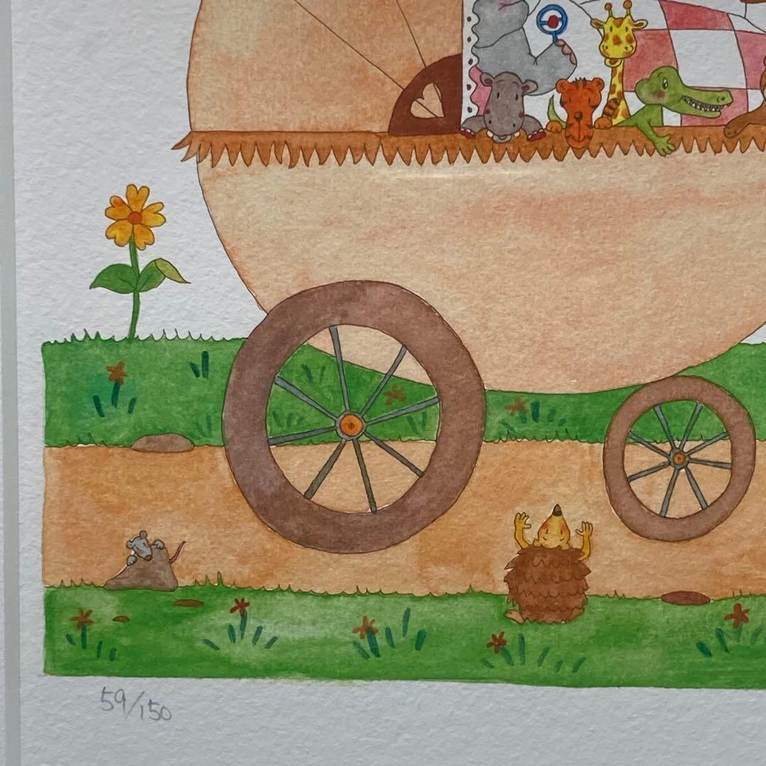 【美品】クリーヴ作 『やさしいキリンママとお散歩』 59/150 ジクレー