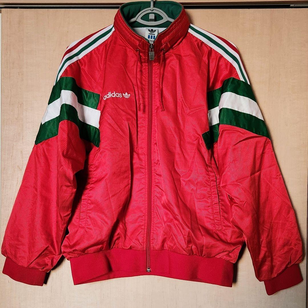 アディダス 90s デサント製 フード付きウインドブレーカー トレフォイル ロゴ