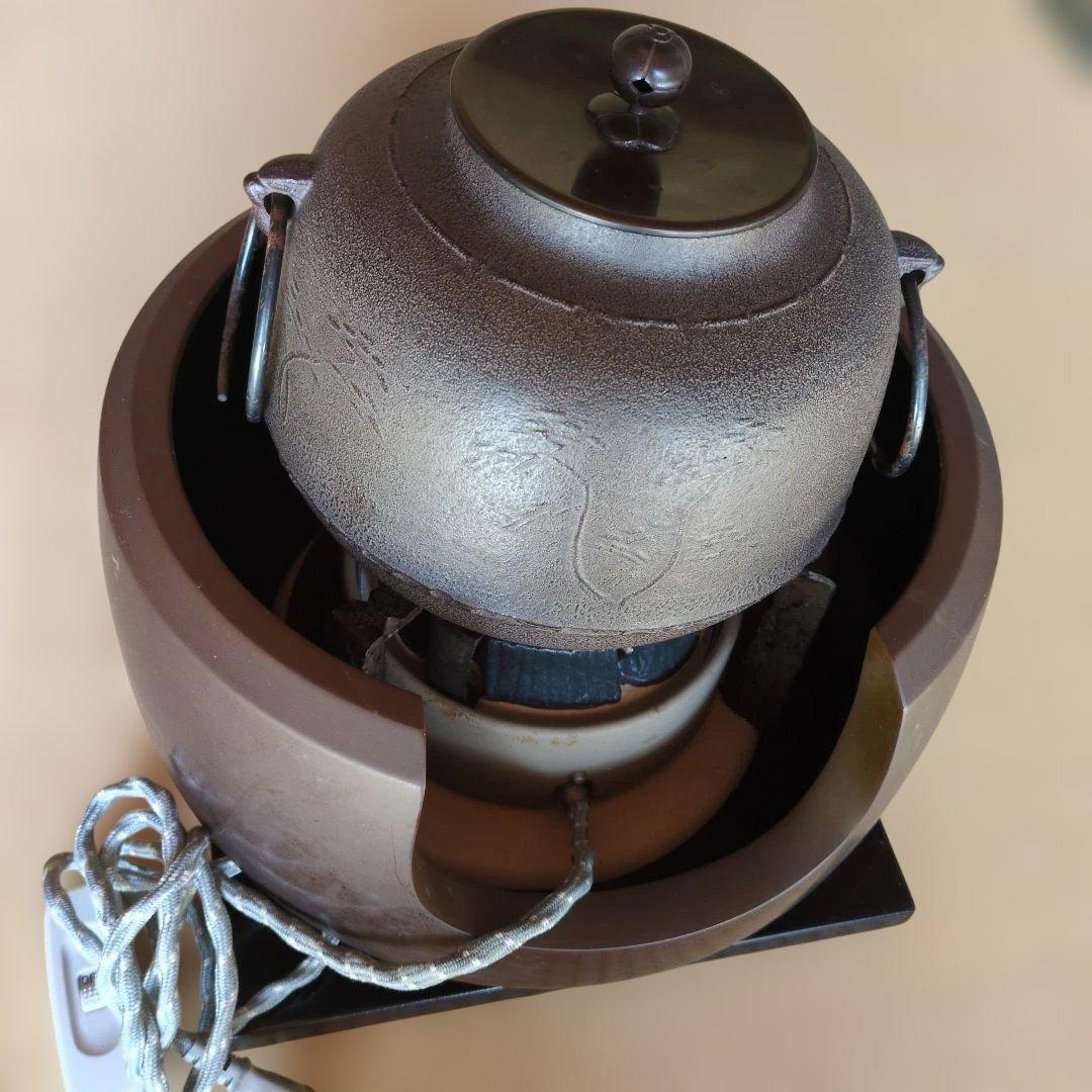 茶道具 面取風炉 野々田風炉型電熱器 五徳 茶釜 台座付