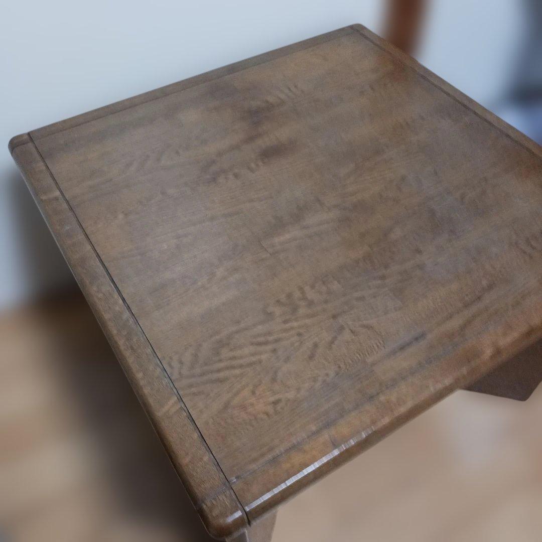 木製正方形座卓アンティーク ローテーブル茶色570x570 H380 コロニアル