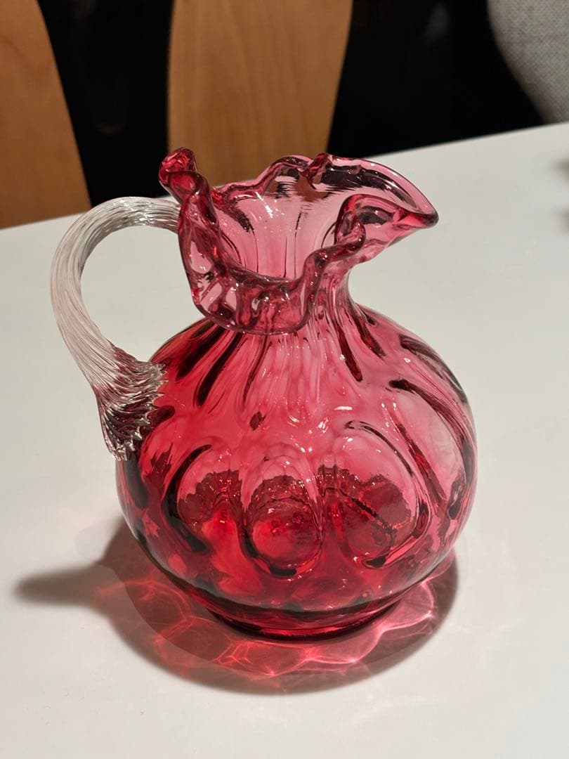 Fenton Art Glass ピンクガラス製ピッチャー 17cm
