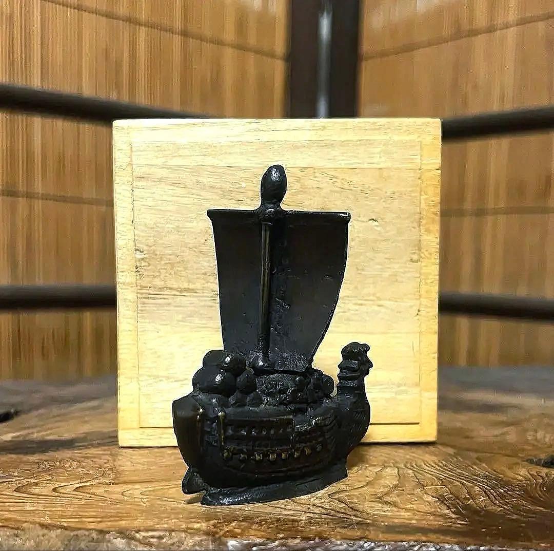 古銅 宝船 七福神 水滴 箱付き