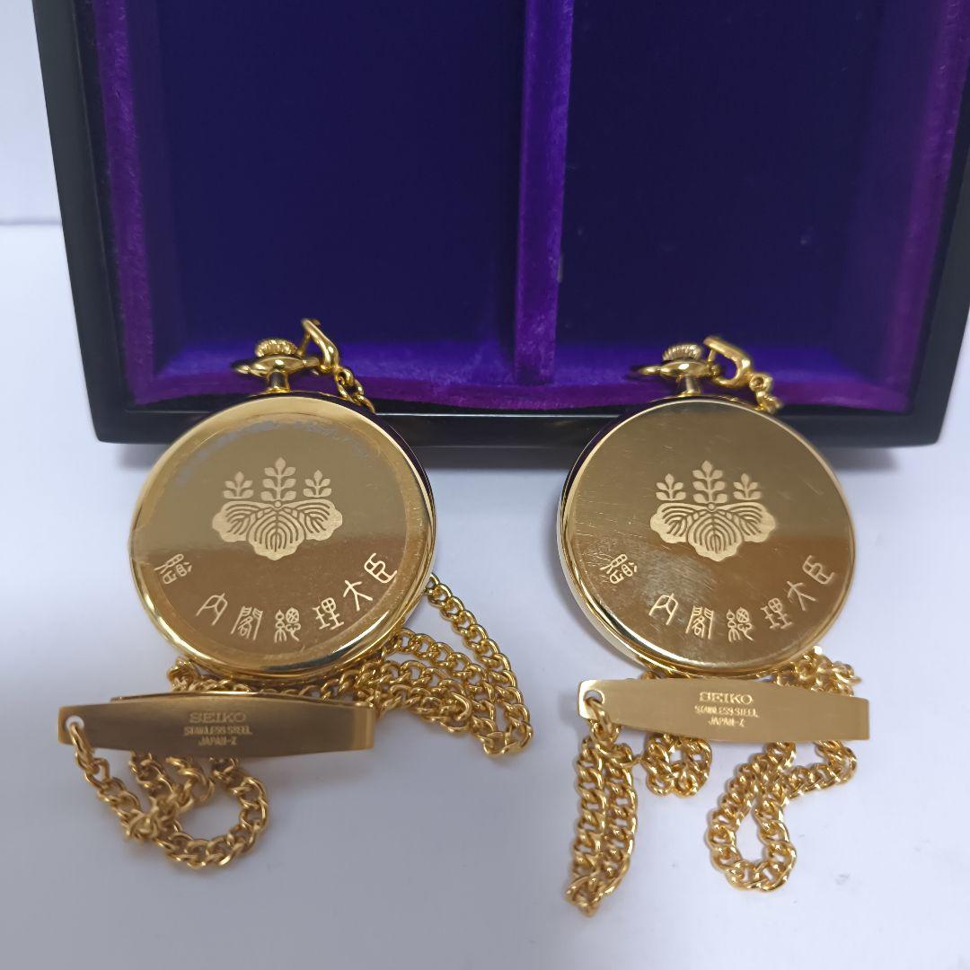 「内閣総理大臣シリーズ」セイコ- 懐中時計 　田中角栄就任記念メダル 銀盃