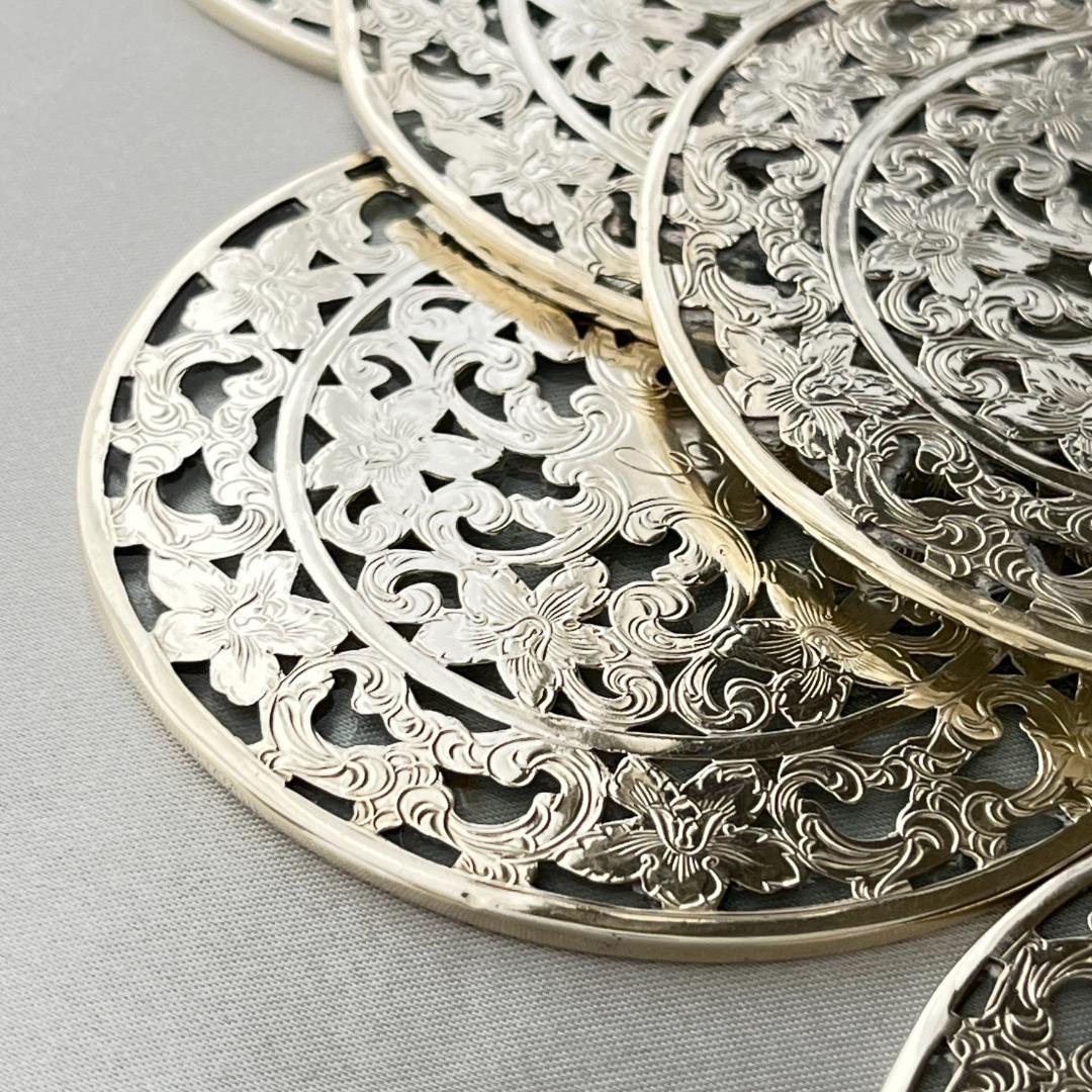 【WEBSTER】 【純銀/ガラス】コースター 8枚 / ホルダー スターリング