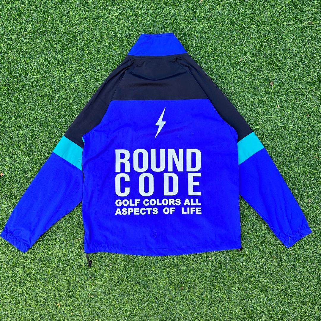 【定価2.7万】ROUNDCODE ストレッチ ナイロンブルゾン L ゴルフ 青
