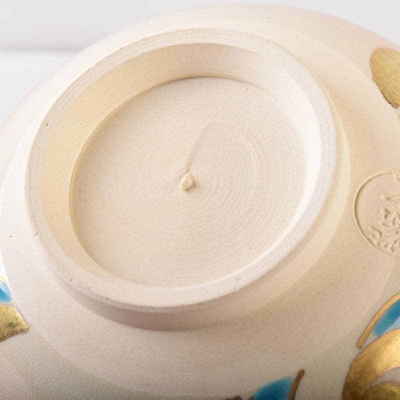 空色　茶道具　京焼橋本紫雲作　色絵金彩　鳥文　茶碗　共布共箱　C　7426