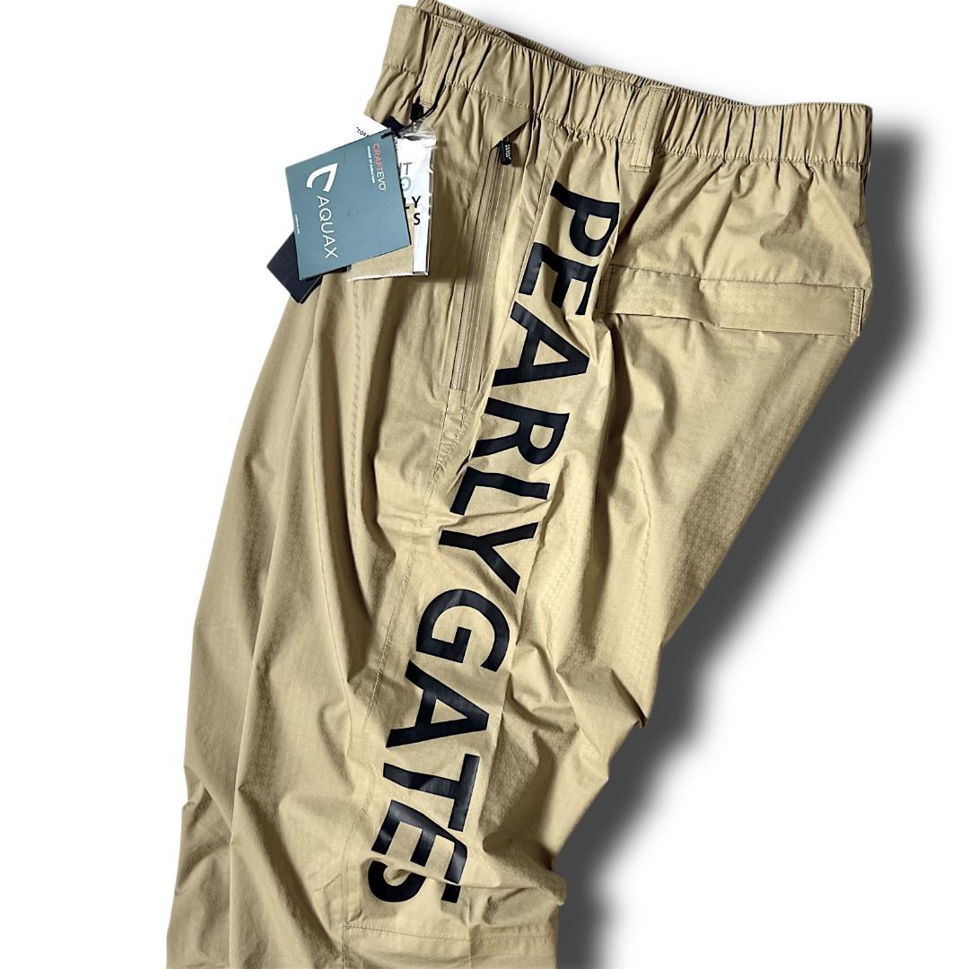 ベージュ 定価27,500円 新品 パーリーゲイツ 防水ビッグロゴレインパンツ
