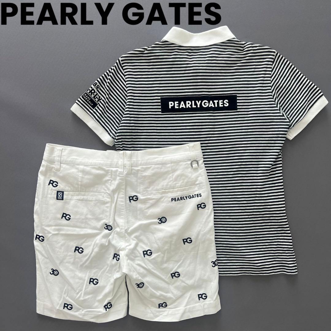 パーリーゲイツ　セットアップ　シャツ　ゴルフ　ハーフパンツ　スマイル　ニコちゃん