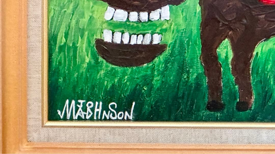 ■今年は馬年 可愛い馬 証明書付 油絵 作品名:激走馬ハブノマッスル F4号◾️