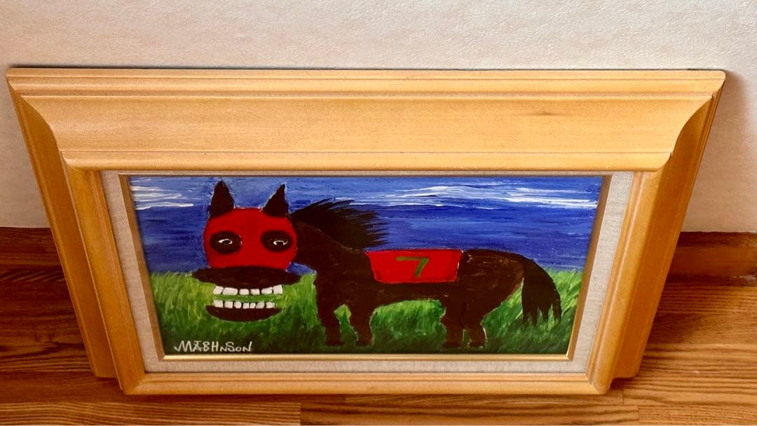 ■今年は馬年 可愛い馬 証明書付 油絵 作品名:激走馬ハブノマッスル F4号◾️