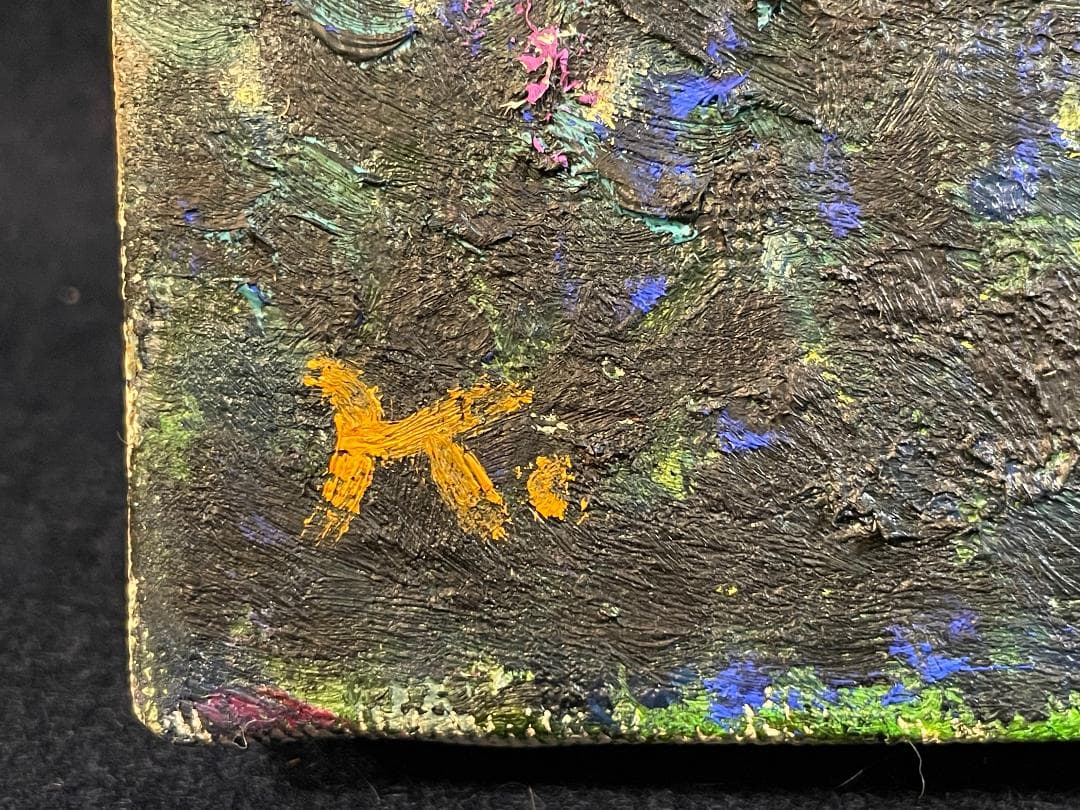 「真作」作者不明「尾道夜景」風景画　油彩画　額装　サイン有り　F3号