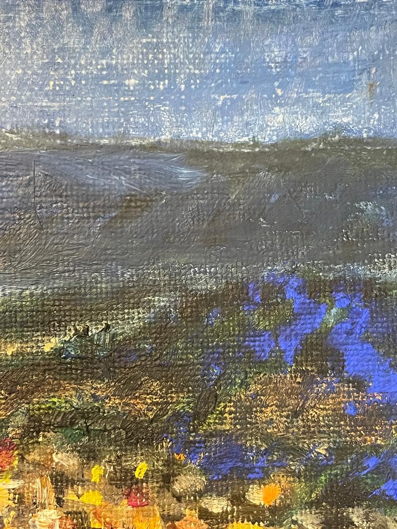 「真作」作者不明「尾道夜景」風景画　油彩画　額装　サイン有り　F3号