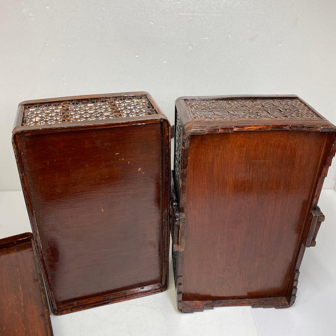 時代　竹編提藍　持ち手込高さ33.5㎝　東Y7-0217②トヒチサ