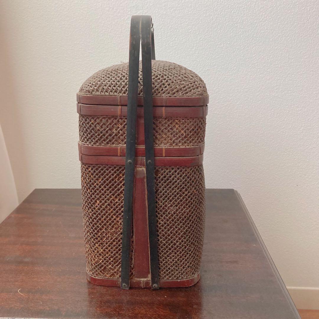 【珍品】煎茶道具　堤藍　茶籠　竹籠　バスケット　骨董品 唐物　1客