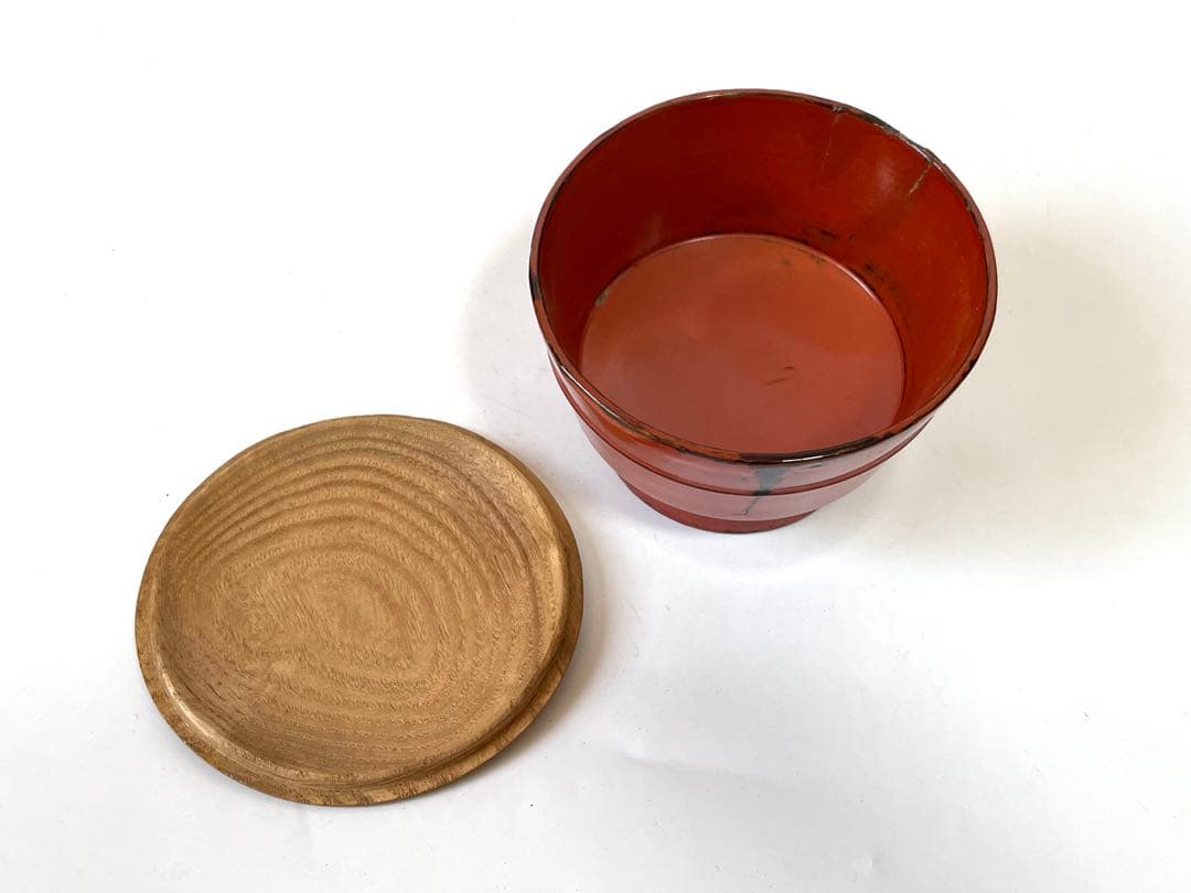 骨董　アンティーク　茶道具　根来　豆子香合　香合　仏具　朱塗　漆器　桃山時代