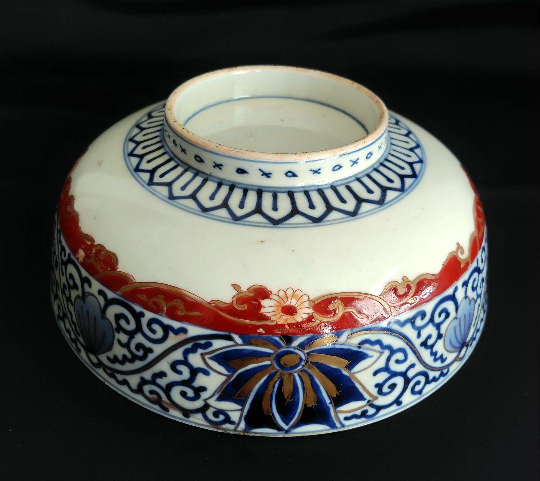 古伊万里　色絵大鉢3個セット『ドラゴン&鶴』江戸〜明治　アンティーク　骨董　金彩