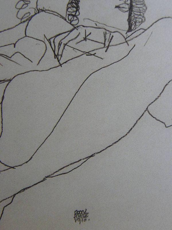 エゴン・シーレ、【両足を広げて横たわる女】、希少な画集画、状態良好