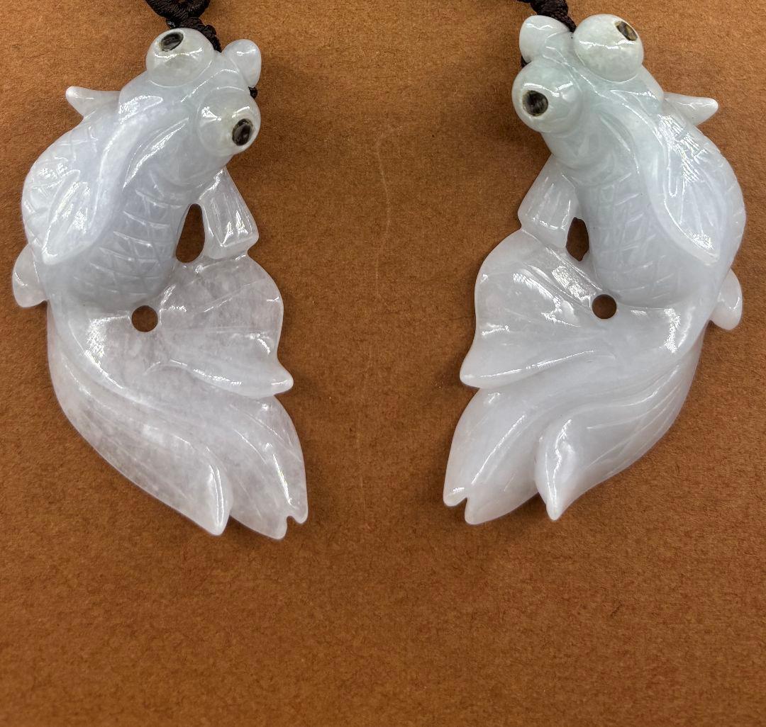 【トゥーハン】翡翠彫刻金魚8ペア16点セット