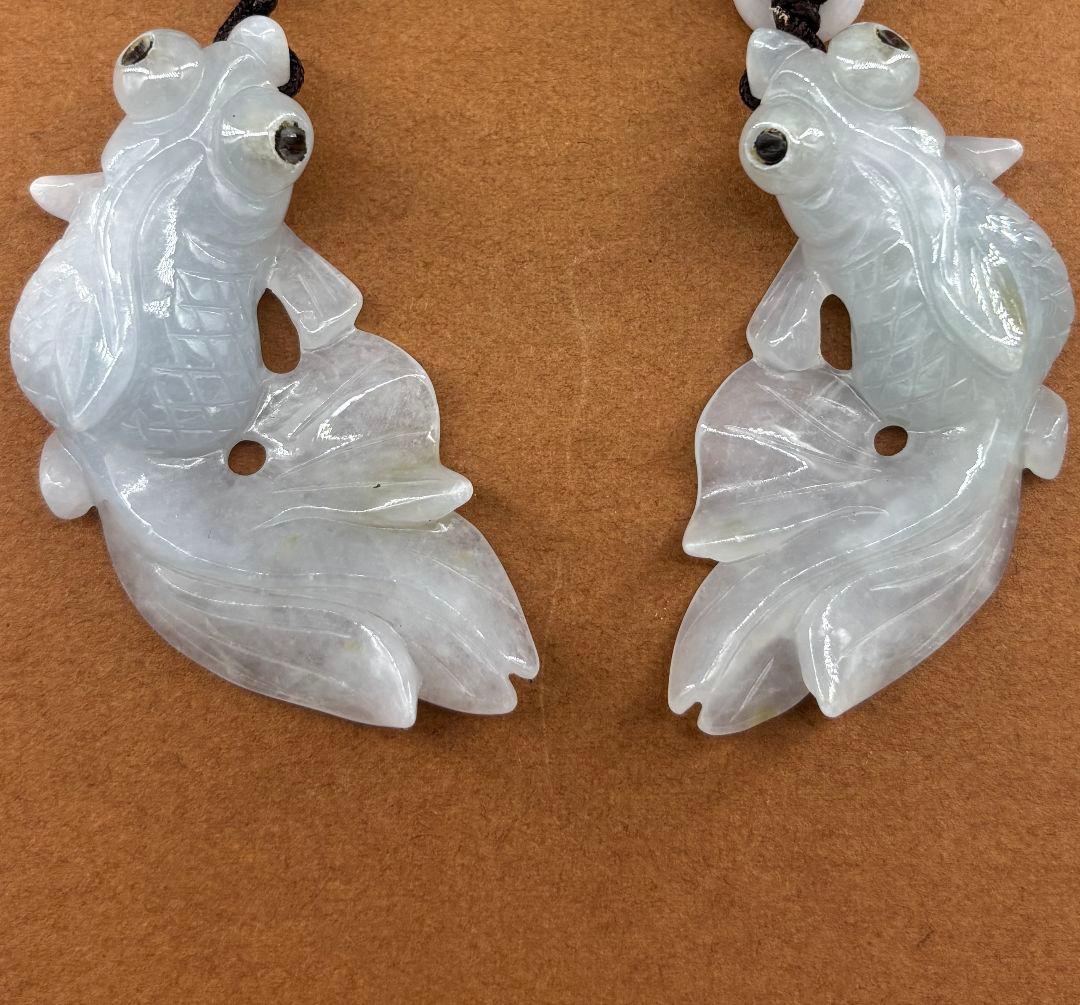 【トゥーハン】翡翠彫刻金魚8ペア16点セット