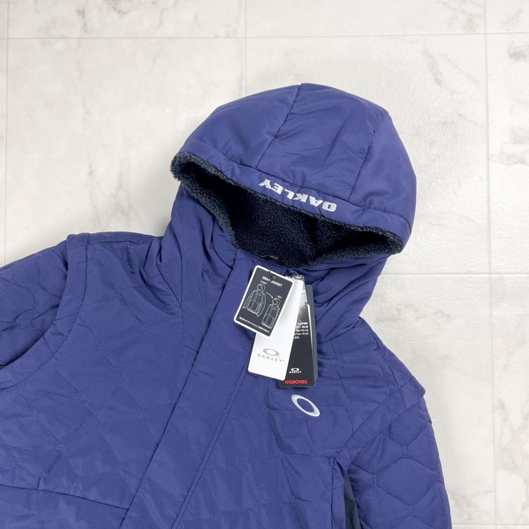 新品 OAKLEY 中綿2wayジャケット ゴルフウェア 紺 2XL*JD232