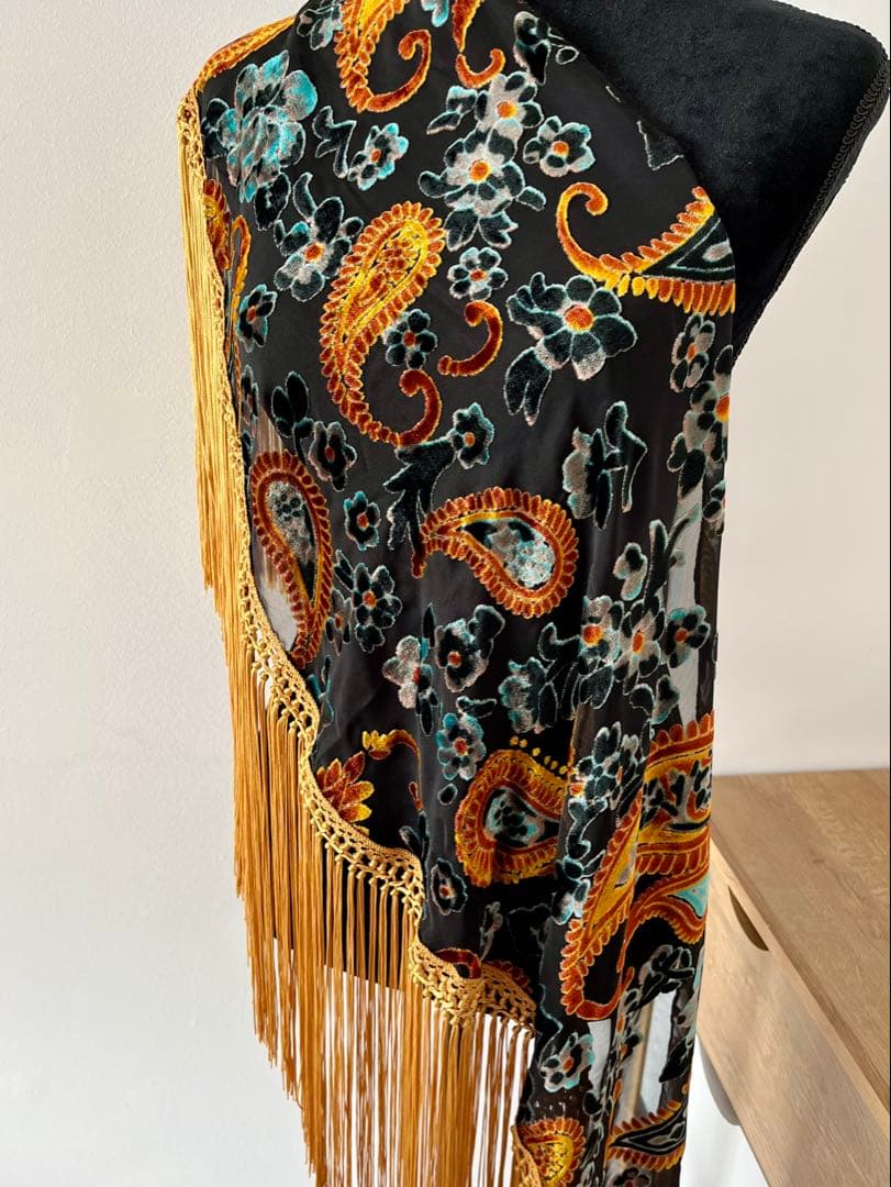 フラメンコ　マントンシージョ　ゴールドxブルージョーゼット　マスタードフレコ