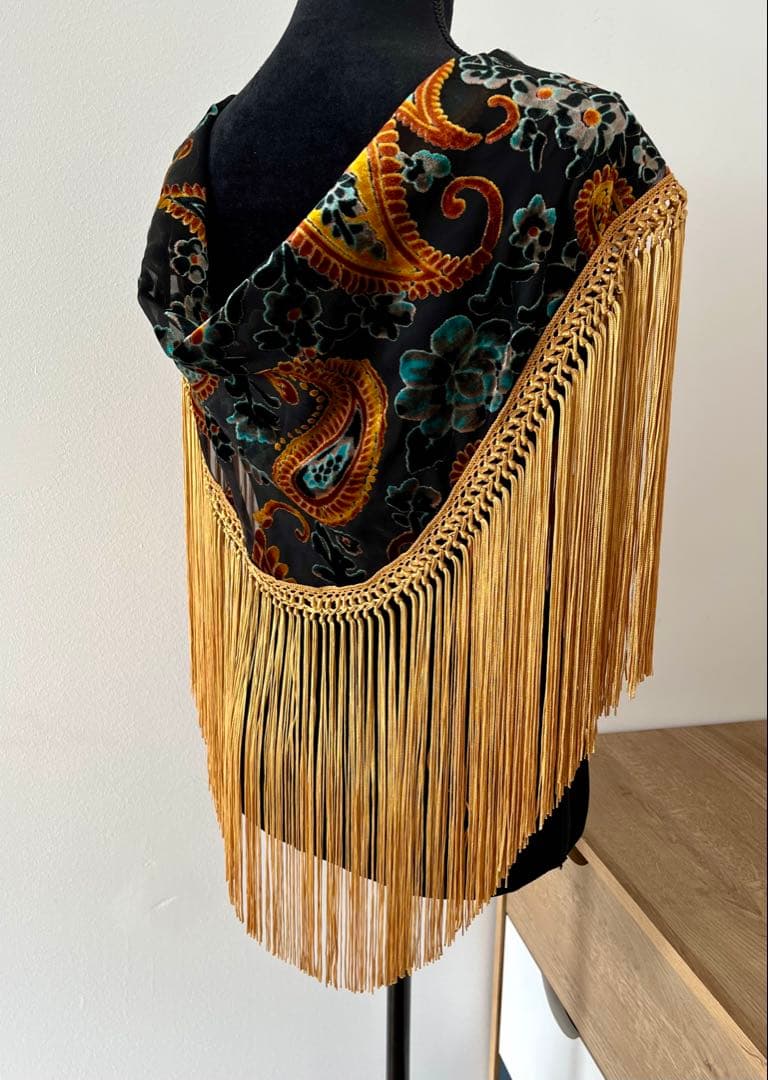 フラメンコ　マントンシージョ　ゴールドxブルージョーゼット　マスタードフレコ