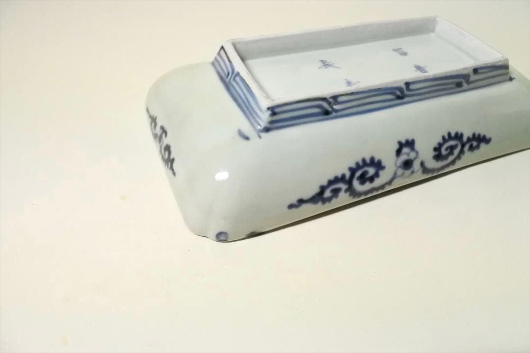 江戸中期　古伊万里　染付　蛸唐草　長皿　骨董品　アンティーク　b e