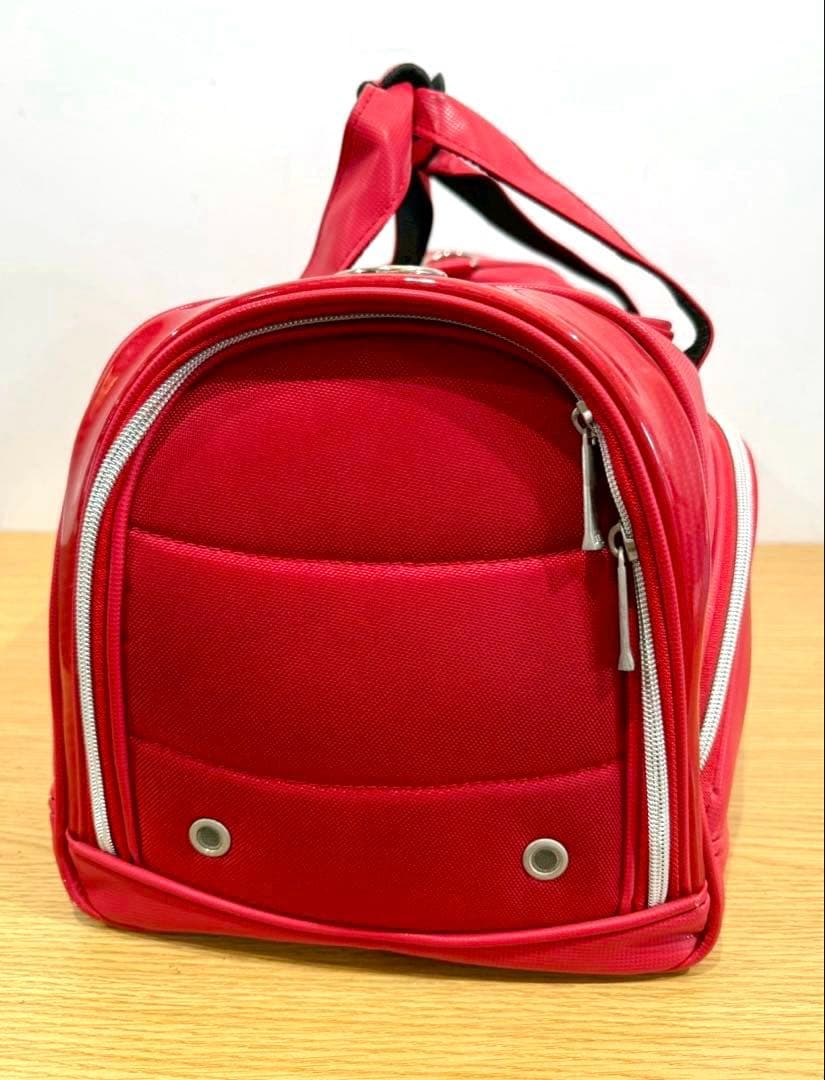 【極美品】J.LINDEBERG 2WAYボストンバッグ 赤 シューズポケット付