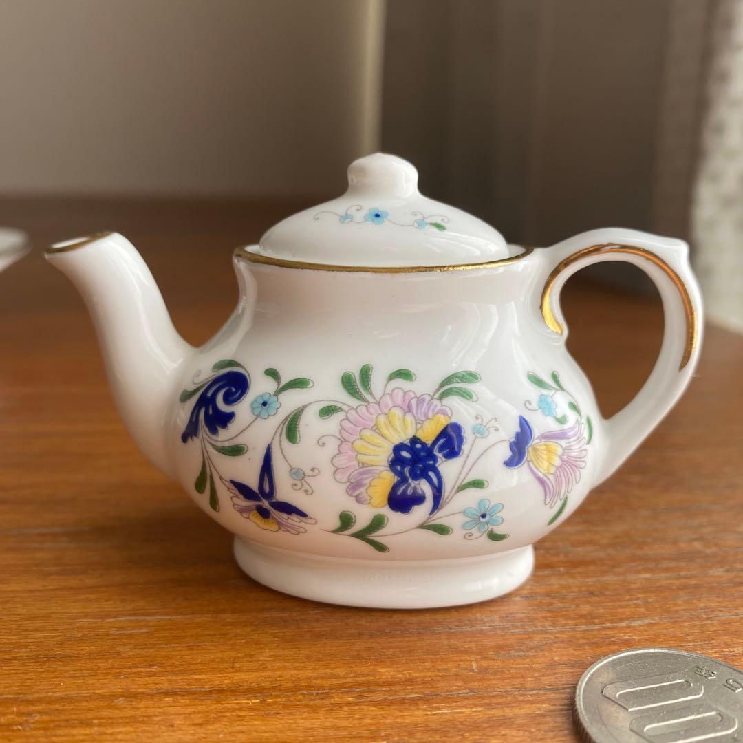 コールポート ベイジェント　青い小花　ミニチュア　ティーセット