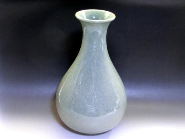 花瓶■青磁 氷結紋 大きい花器 大振り 古玩 唐物 時代物 骨董品■38.6cm