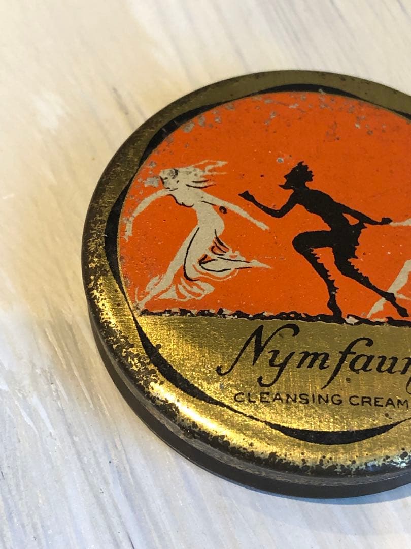 アンティーク　デビル 悪魔　ブリキ缶　アドバタイジング　インダストリアル　レトロ