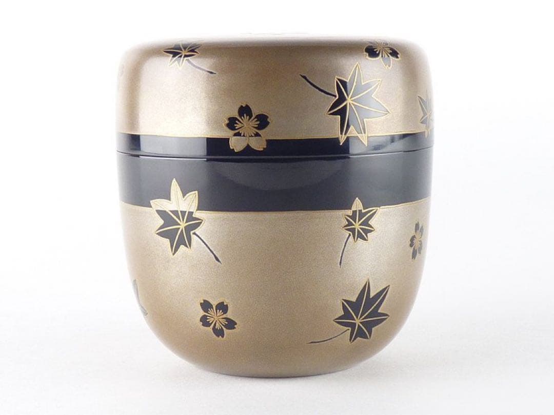 塗師 川瀬表完「春秋蒔絵 大棗」共箱 高さ 木製 銀地 雲錦