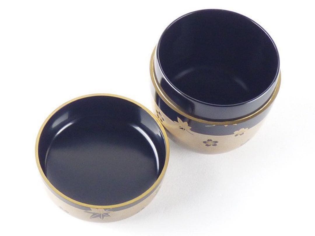 塗師 川瀬表完「春秋蒔絵 大棗」共箱 高さ 木製 銀地 雲錦