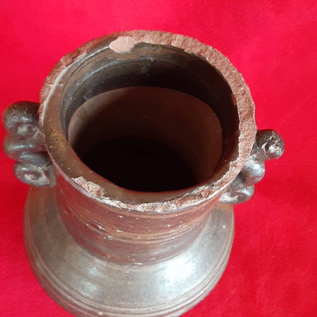 薩摩焼　黒薩摩　耳付き　花入　花瓶