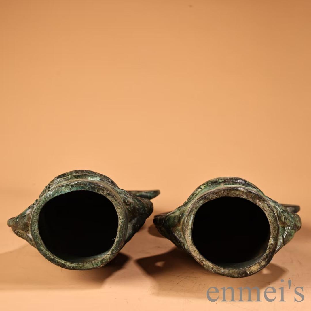 中国古美術 青銅器 矛・槍頭 高浮彫 武具 極細工 古銅器 収集 旧家蔵出 唐物