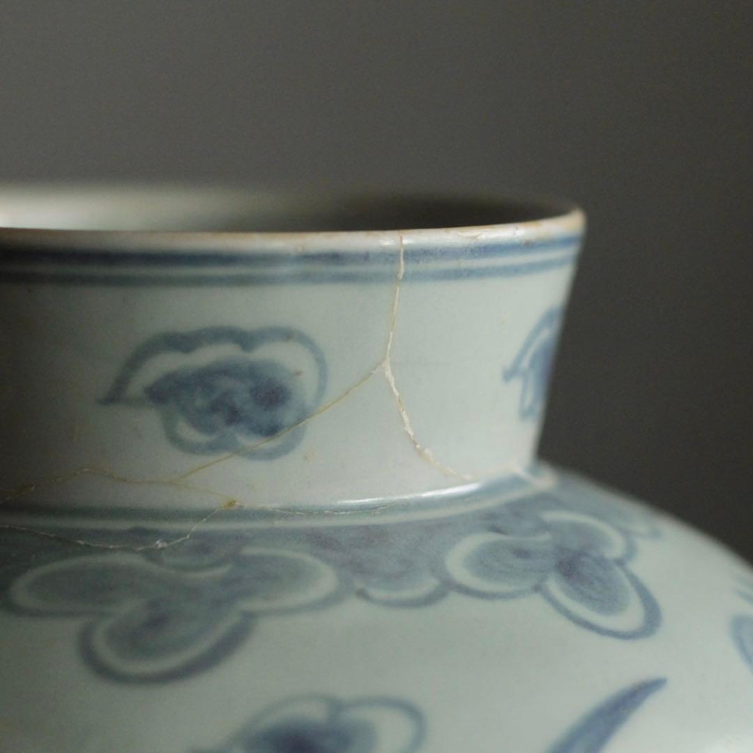 李朝 青花 壺 染付 朝鮮美術 古美術 古道具 アンティーク